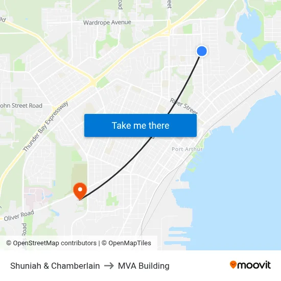 Shuniah & Chamberlain to MVA Building map