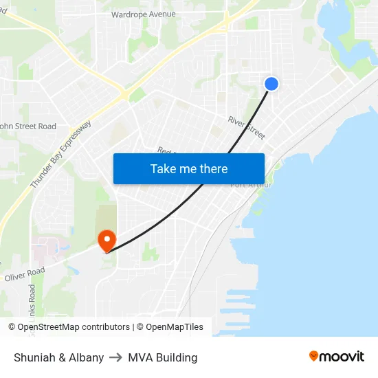 Shuniah & Albany to MVA Building map