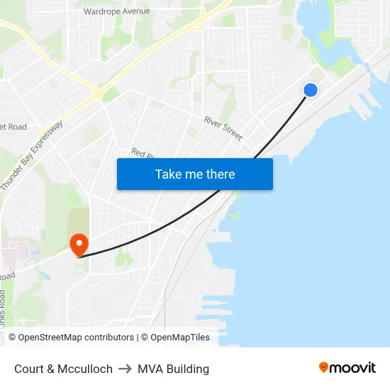 Court & Mcculloch to MVA Building map