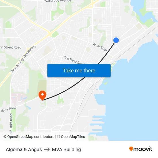 Algoma & Angus to MVA Building map