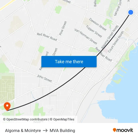 Algoma & Mcintyre to MVA Building map
