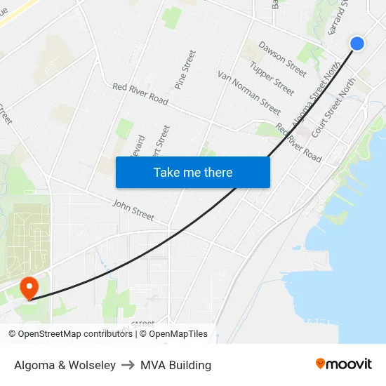 Algoma & Wolseley to MVA Building map
