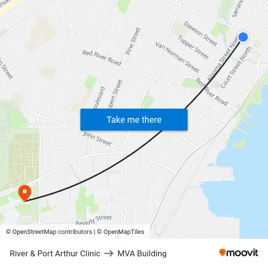 River & Port Arthur Clinic to MVA Building map