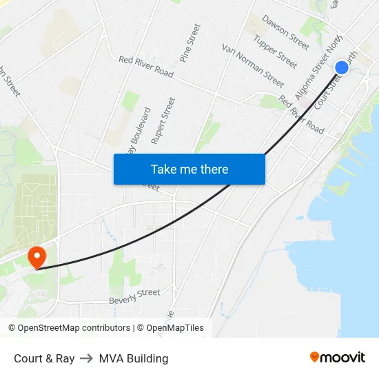 Court & Ray to MVA Building map