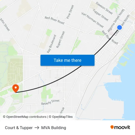 Court & Tupper to MVA Building map