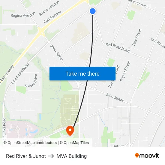 Red River & Junot to MVA Building map