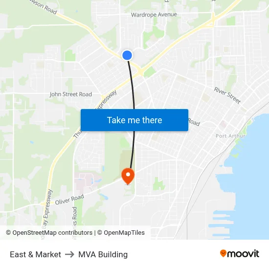 East & Market to MVA Building map