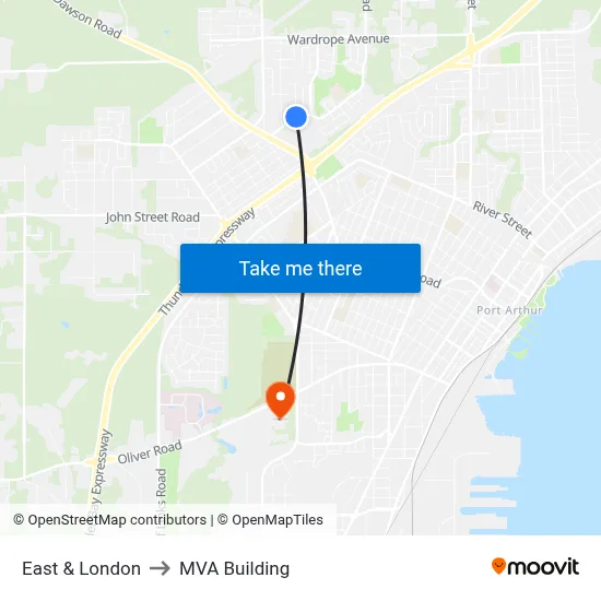 East & London to MVA Building map