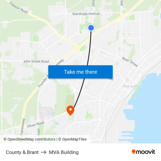 County & Brant to MVA Building map