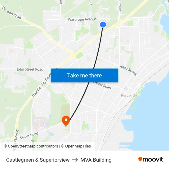 Castlegreen & Superiorview to MVA Building map