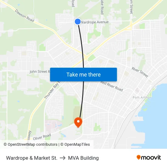 Wardrope & Market St. to MVA Building map