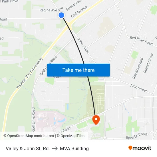 Valley & John St. Rd. to MVA Building map