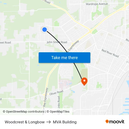 Woodcrest & Longbow to MVA Building map
