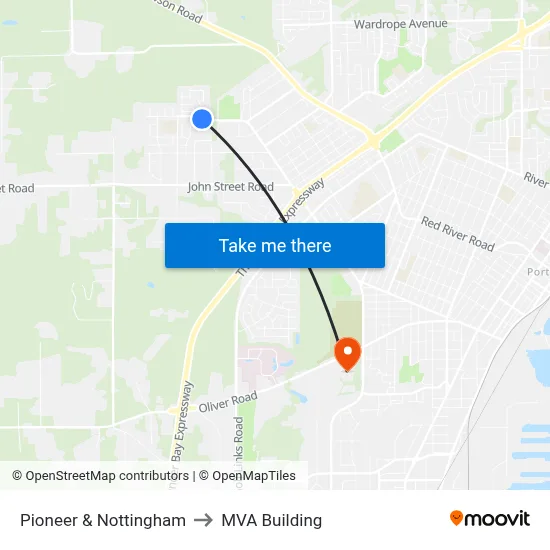 Pioneer & Nottingham to MVA Building map