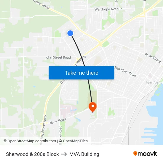 Sherwood & 200s Block to MVA Building map