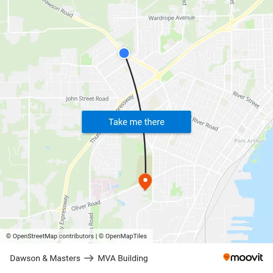 Dawson & Masters to MVA Building map
