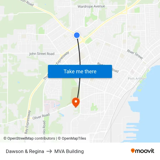 Dawson & Regina to MVA Building map