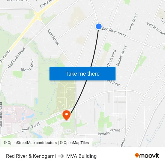 Red River & Kenogami to MVA Building map