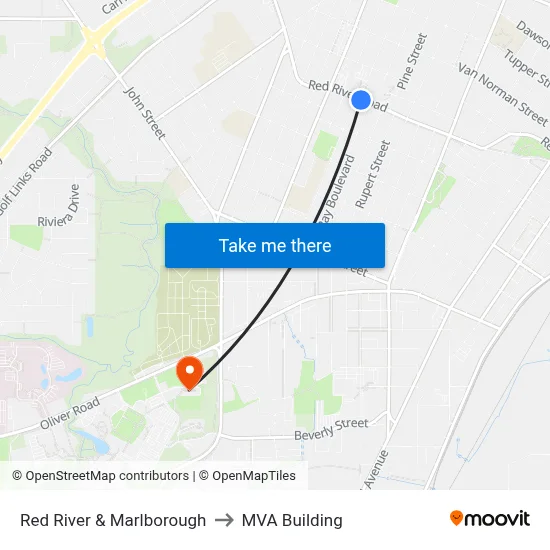 Red River & Marlborough to MVA Building map