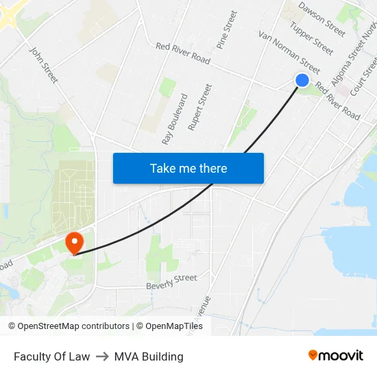 Faculty Of Law to MVA Building map