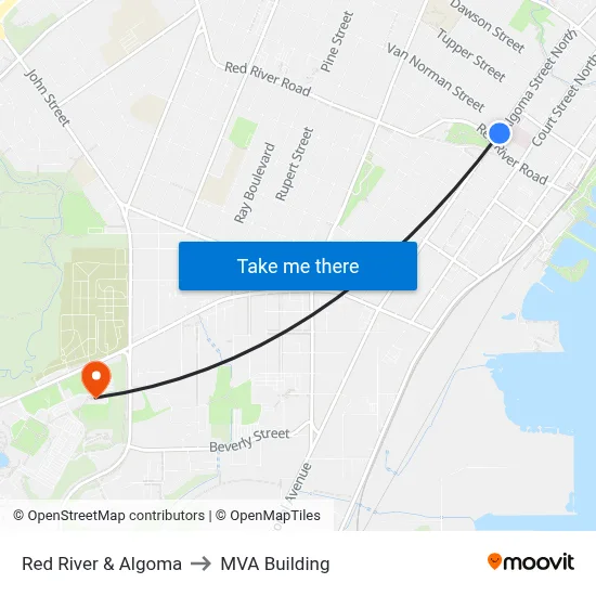 Red River & Algoma to MVA Building map
