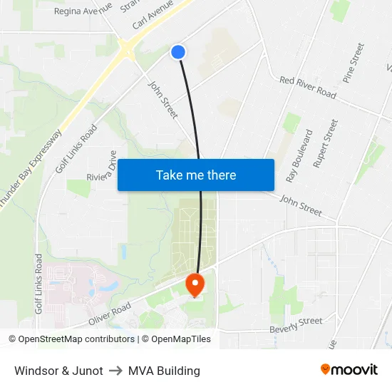 Windsor & Junot to MVA Building map