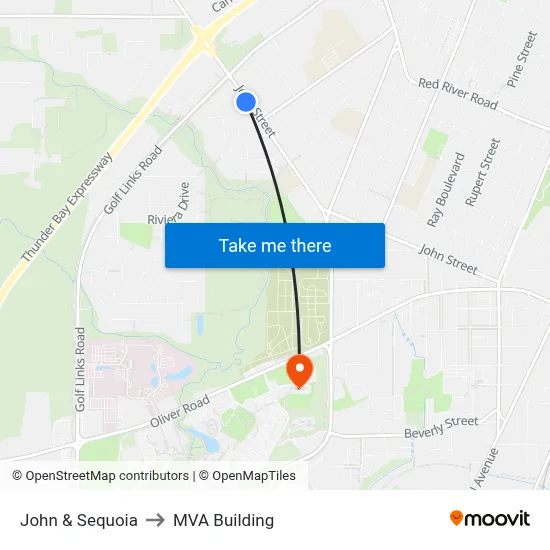 John & Sequoia to MVA Building map