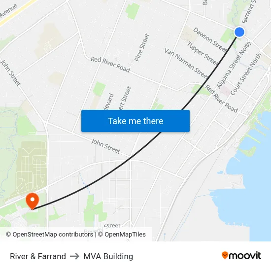 River & Farrand to MVA Building map