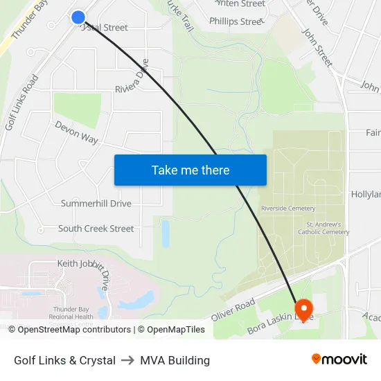Golf Links & Crystal to MVA Building map