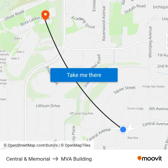Central & Memorial to MVA Building map