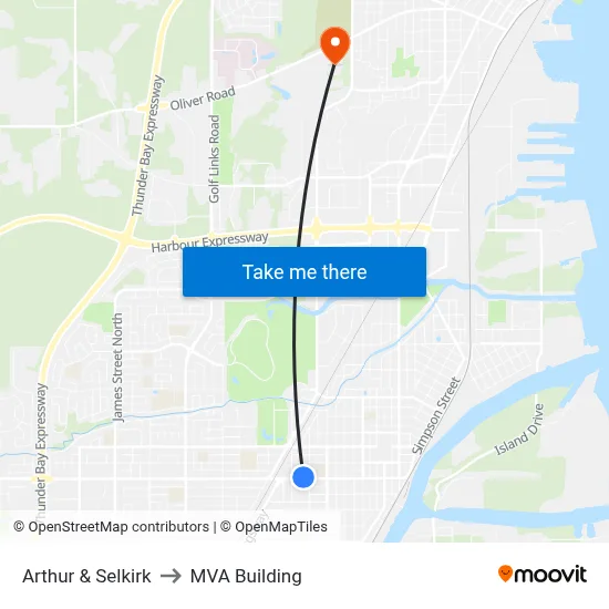 Arthur & Selkirk to MVA Building map