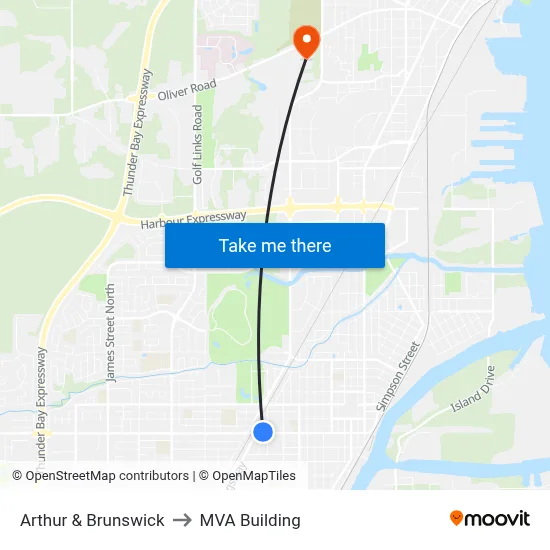 Arthur & Brunswick to MVA Building map