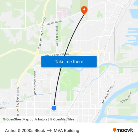 Arthur & 2000s Block to MVA Building map