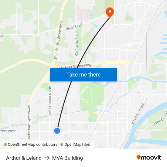 Arthur & Leland to MVA Building map
