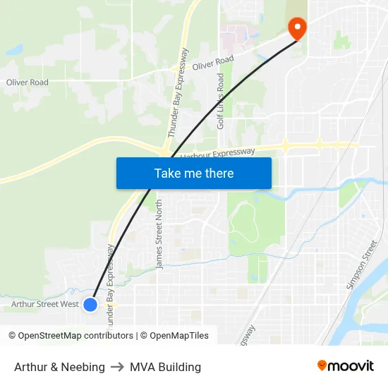 Arthur & Neebing to MVA Building map