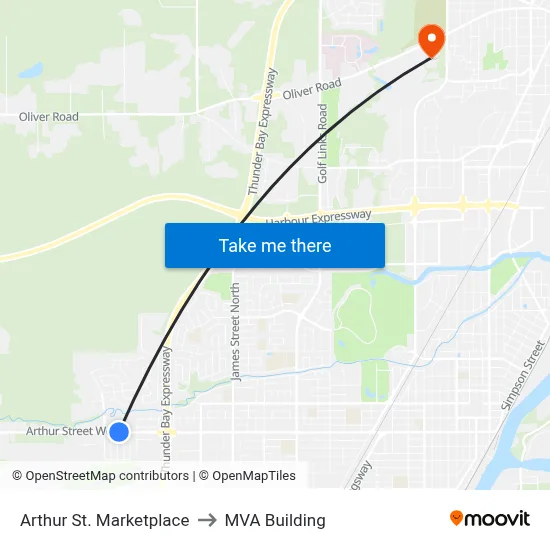 Arthur St. Marketplace to MVA Building map