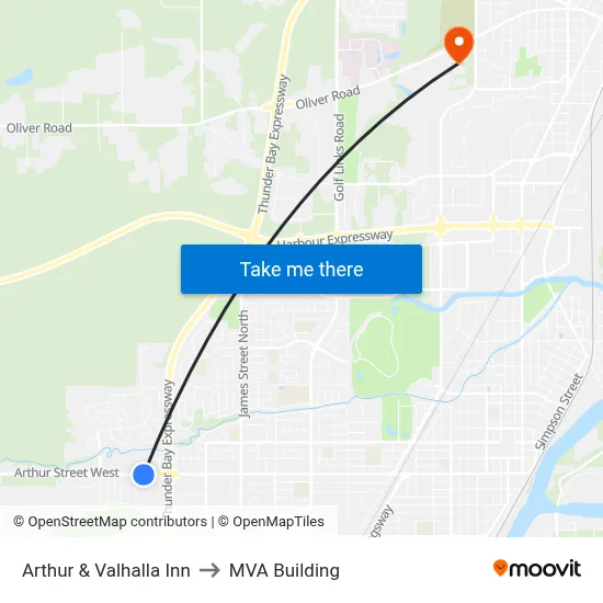 Arthur & Valhalla Inn to MVA Building map