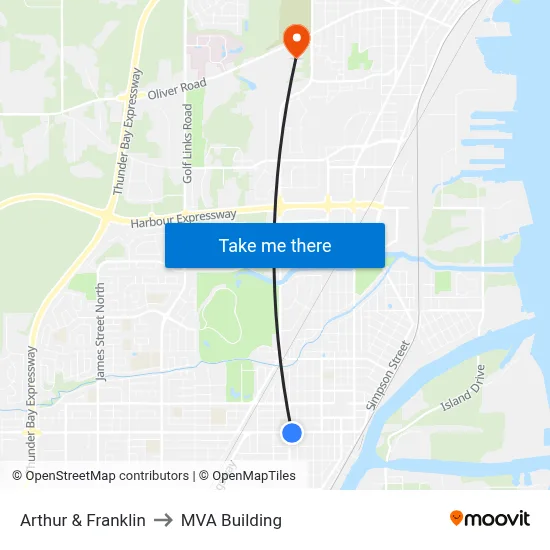 Arthur & Franklin to MVA Building map