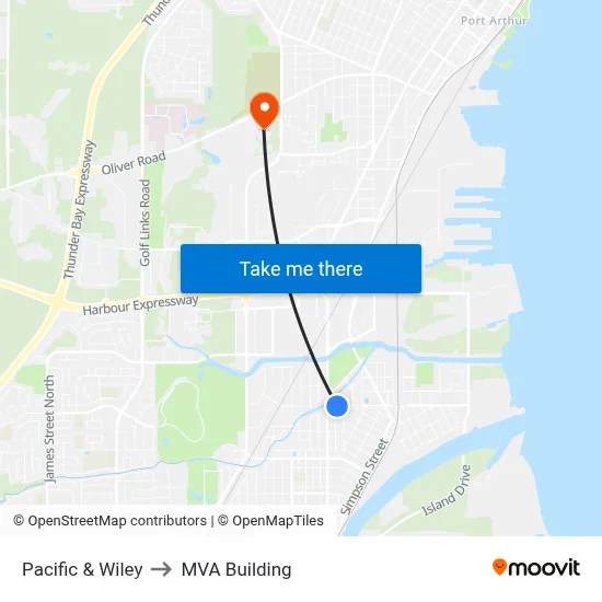 Pacific & Wiley to MVA Building map