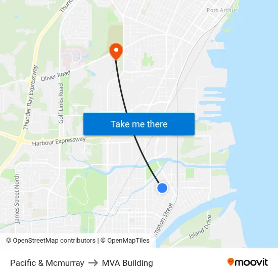 Pacific & Mcmurray to MVA Building map