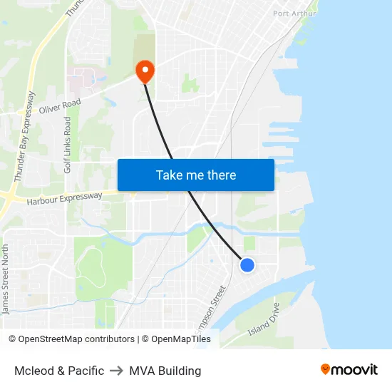 Mcleod & Pacific to MVA Building map