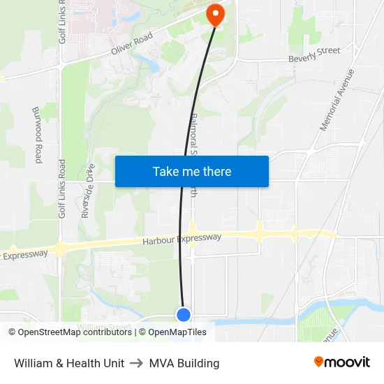 William & Health Unit to MVA Building map
