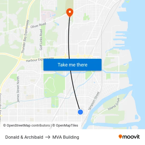 Donald & Archibald to MVA Building map