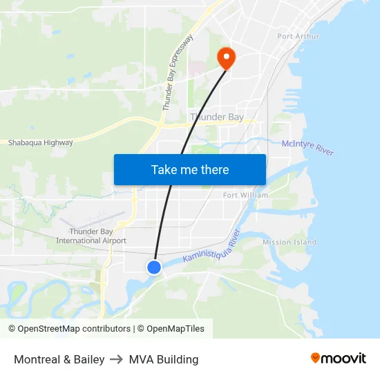 Montreal & Bailey to MVA Building map