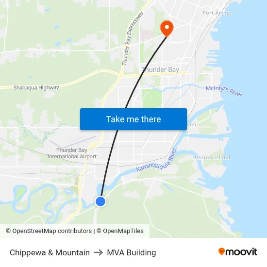 Chippewa & Mountain to MVA Building map