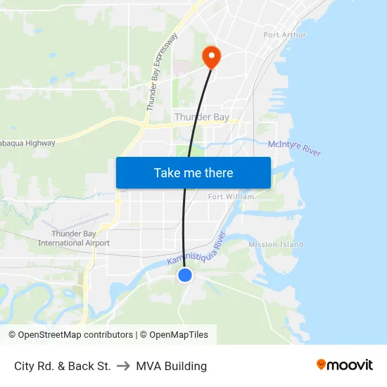 City Rd. & Back St. to MVA Building map