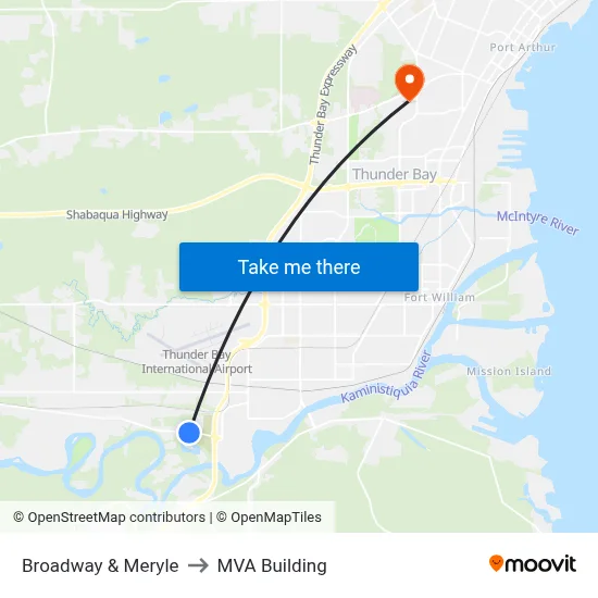 Broadway & Meryle to MVA Building map