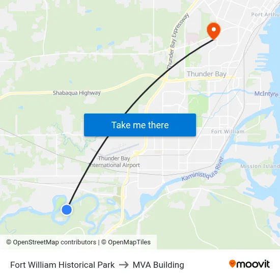 Fort William Historical Park to MVA Building map
