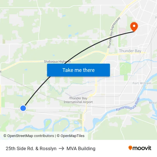 25th Side Rd. & Rosslyn to MVA Building map