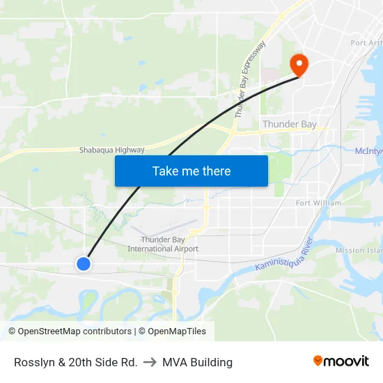 Rosslyn & 20th Side Rd. to MVA Building map